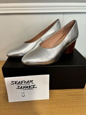 JCrew Metallic Silver Pumps Size 5.5